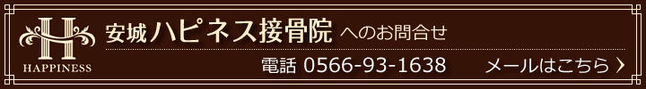 安城ハピネス接骨院へのお問合せ　電話0566-93-1638　メールはこちら